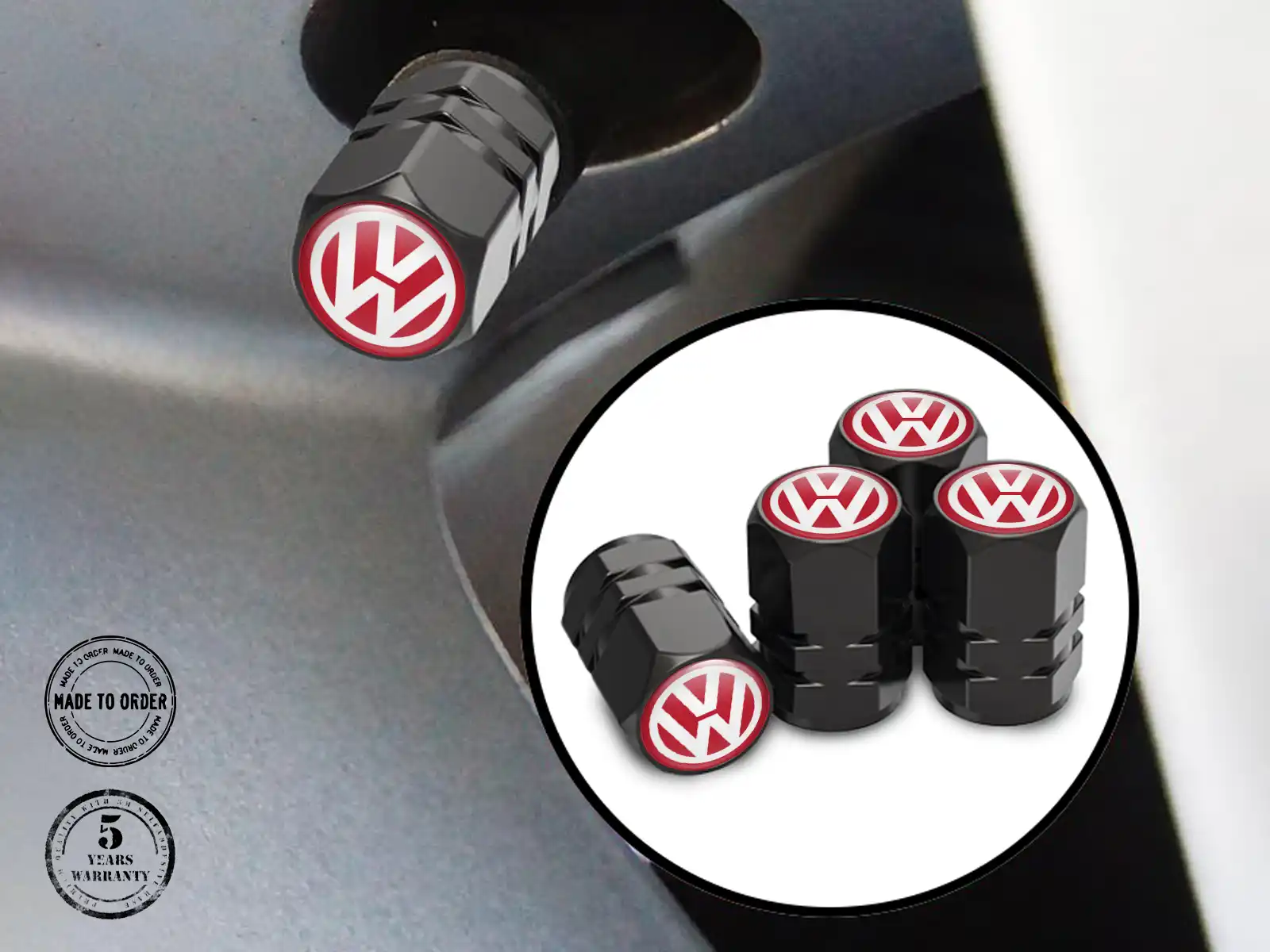VW Reifen Ventil Schaftkappe  für Motorräder Design Kraft